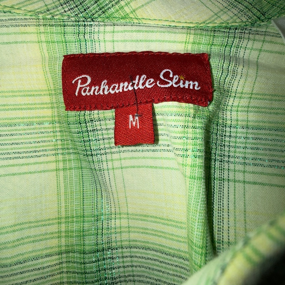 Panhandle Slim Green Cowgirl Core Plaid Western Snap Shirt Metallic Womens M - Picture 8 of 13